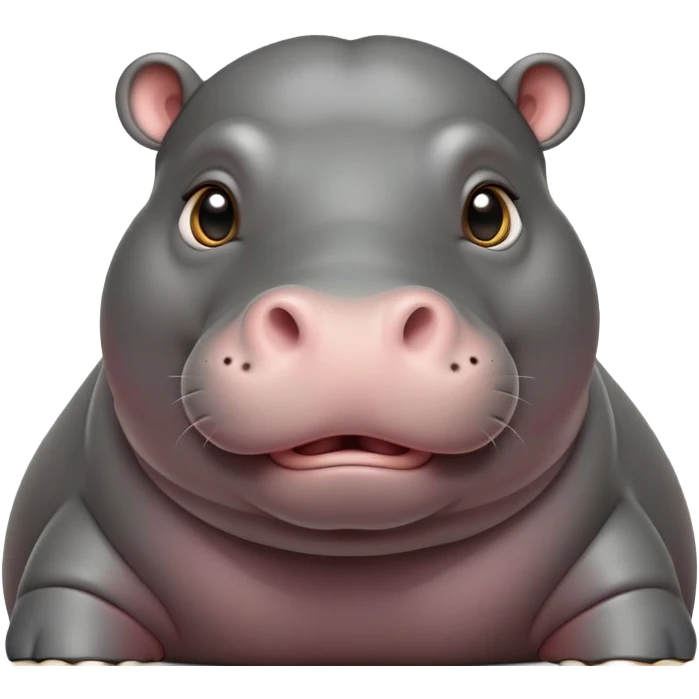 cinematic-cute baby hippo-portrait-emoji,-poised-and-regal,-with-a-massive,-robust-build-and-a-smooth,-sleek-slate-gray-hide,-deep-set-soulful-eyes,-simplified-yet-sharp-and-sophisticated-features,-highly-detailed,-glowing-with-a-soft radiance emoji