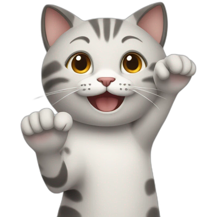 A happy Cat saying hello with one hand emoji