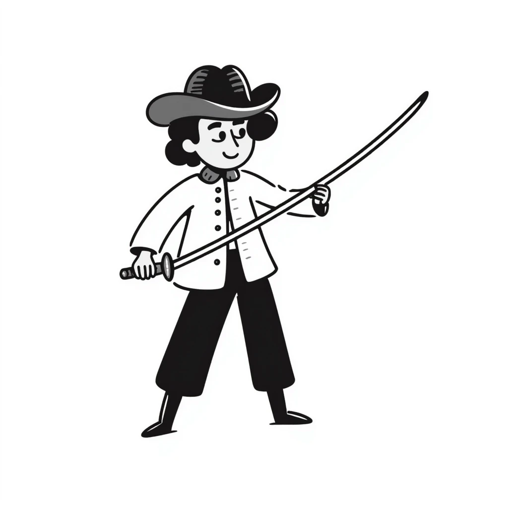 duelist with sword and fancy hat in classic fencing pose emoji