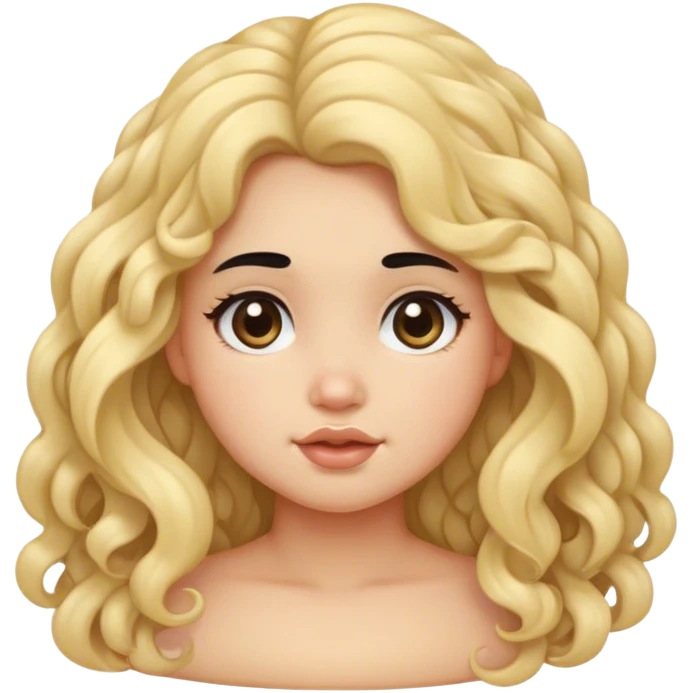 black hair blond girl with long curly hair make her little chubby emoji