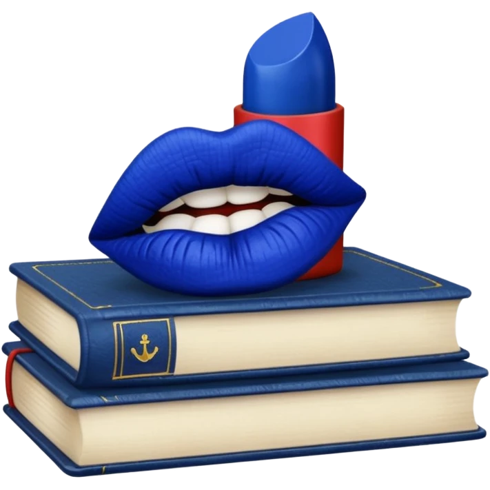 Navy blue kiss and books emoji