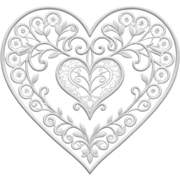 delicate lace pattern inside a heart emoji