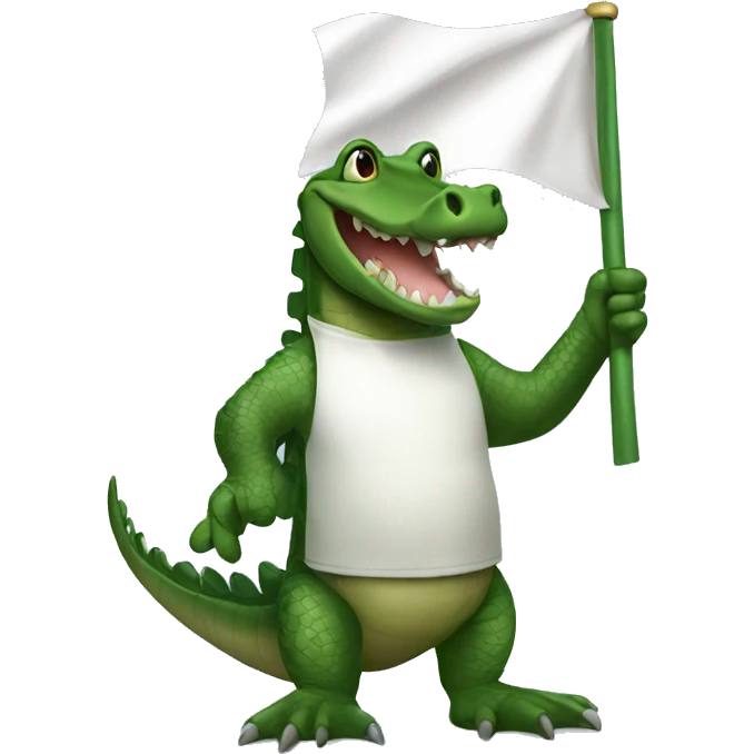 Alligator holding white flag emoji