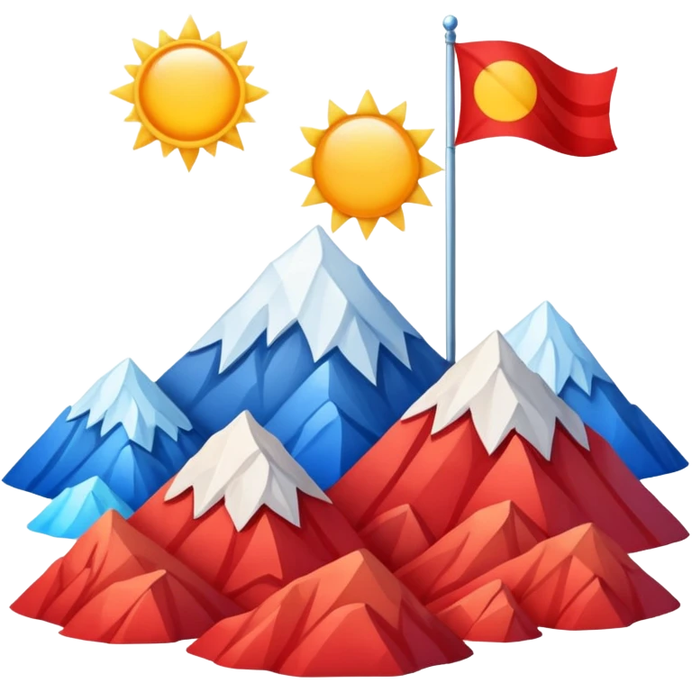 A blue , white and red flag With three mountain and a sun and ⚖️ in the upper part of mountains emoji