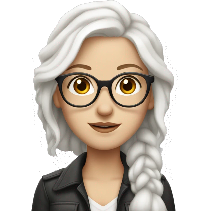 white girl with white hair and glasses and piercings emoji