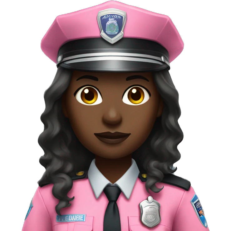 darkskin female police officer with pink uniform and long hair emoji