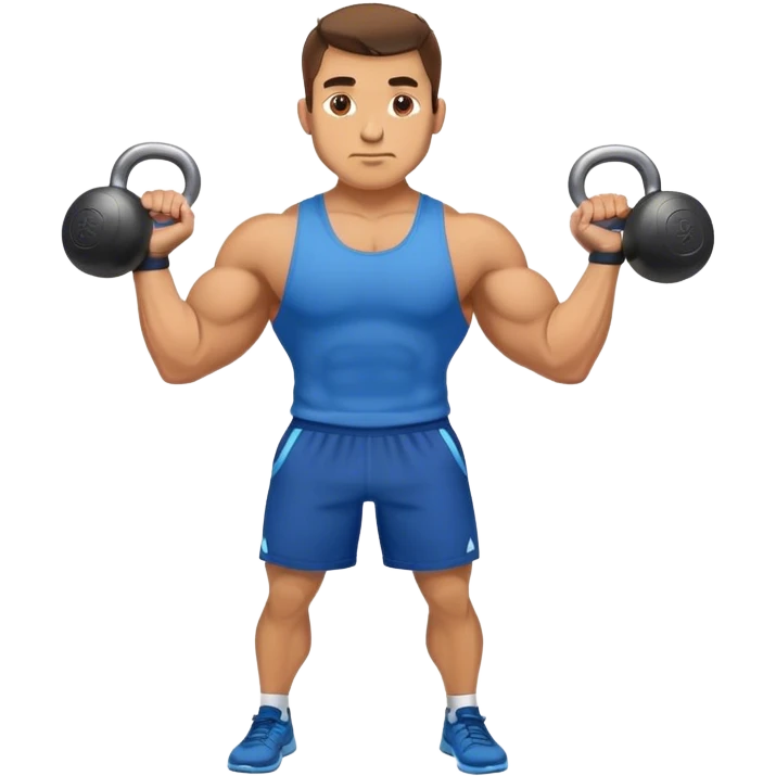 buff man with blue shorts holding kettlebell emoji