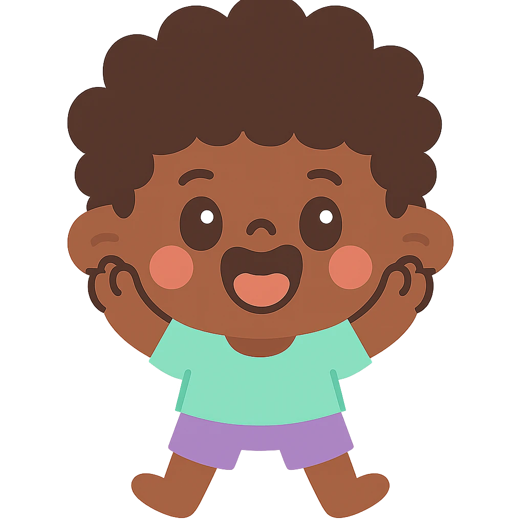 black boy with curly hair, intentionally exaggerated and humorous, playful and cartoonish emoji