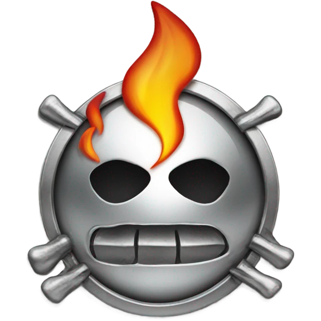 chrome heart with flames and smoke emoji