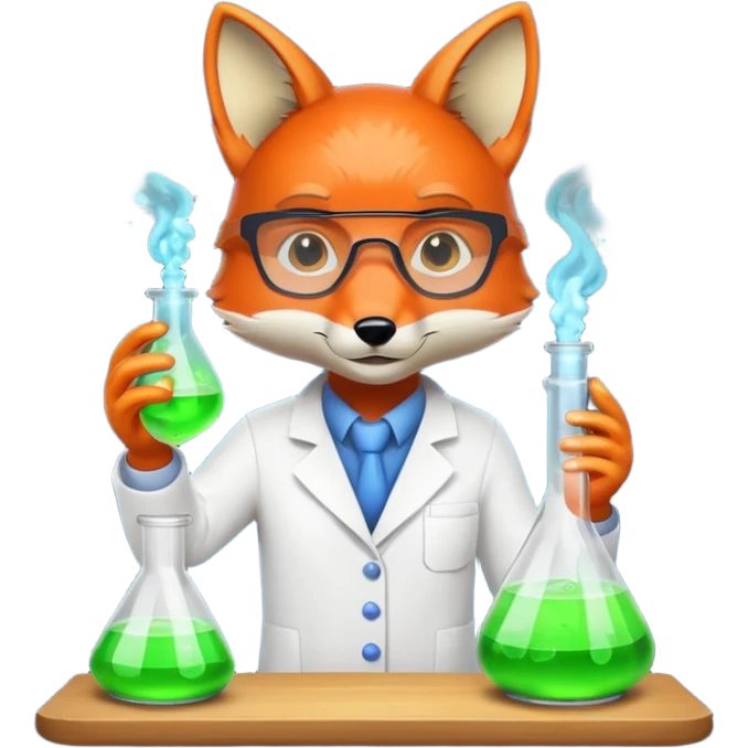 fox scientist mixing glowing potion idea emoji