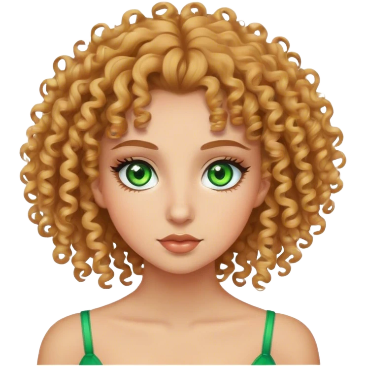 curly haired girl, lightskinned, green eyes, really pretty and long lashes emoji
