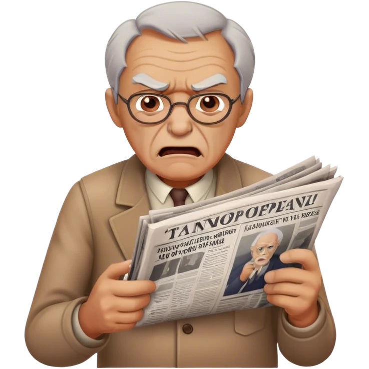  Angry old man with newspaper and phone emoji