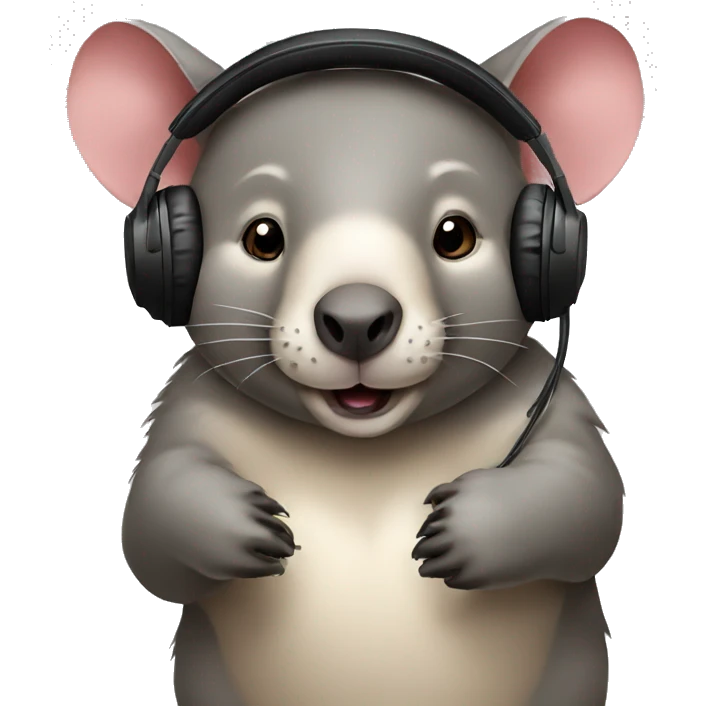 Wombat with headphones as an iphone emoji emoji