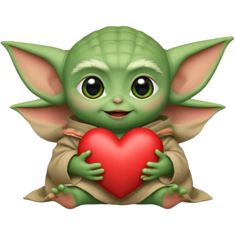 Baby yoda with heart emoji