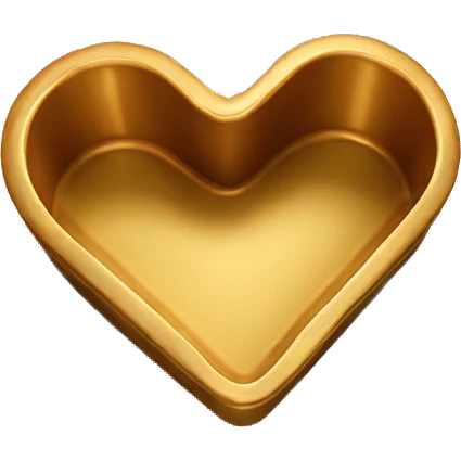 Realistic isolated gold heart shaped cake pan laying down flat. emoji