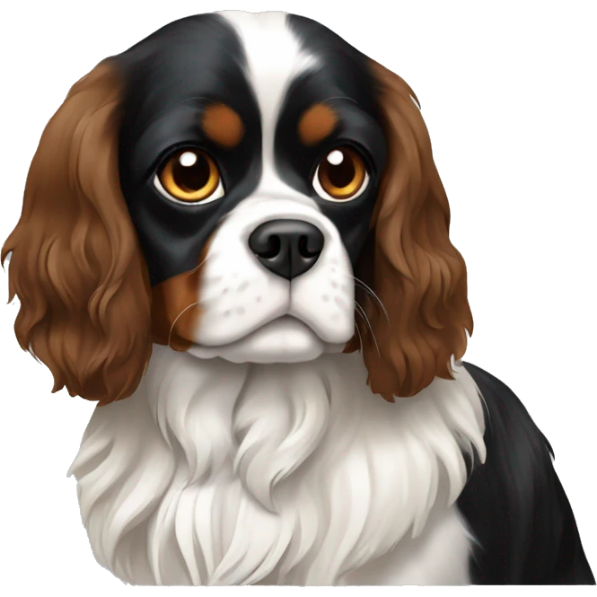 black,brown and white King Charles spaniel  emoji