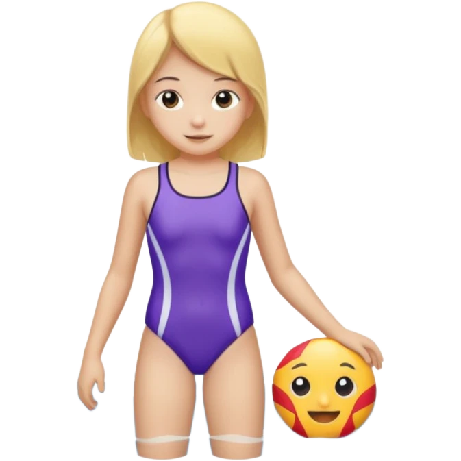 a 12 year old girl in a swim suit, with mountain background emoji