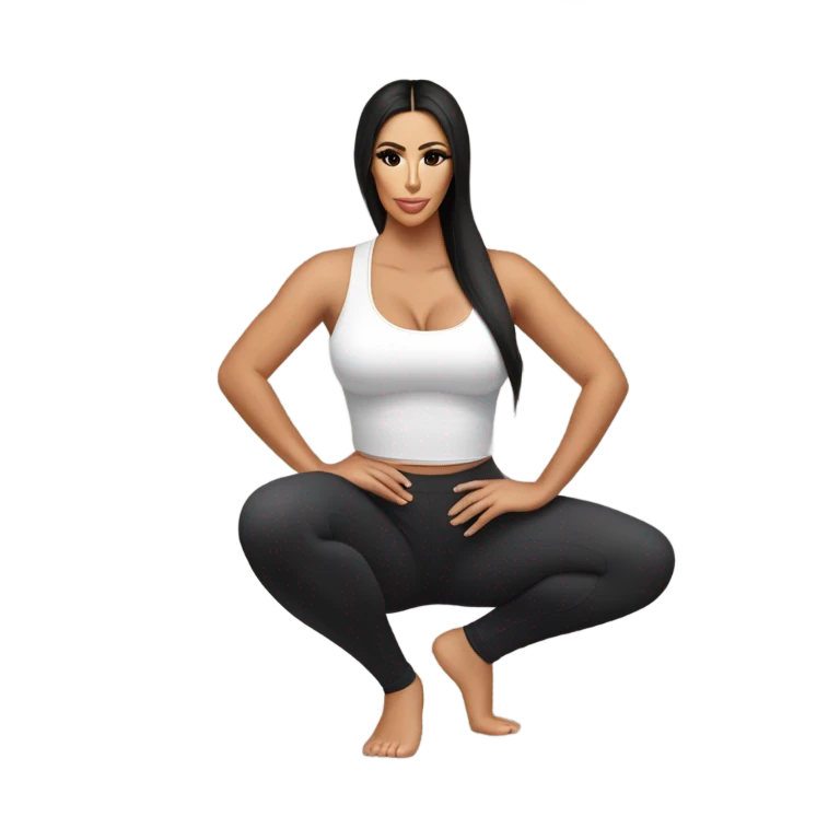 Kim K squatting  in yoga pants emoji