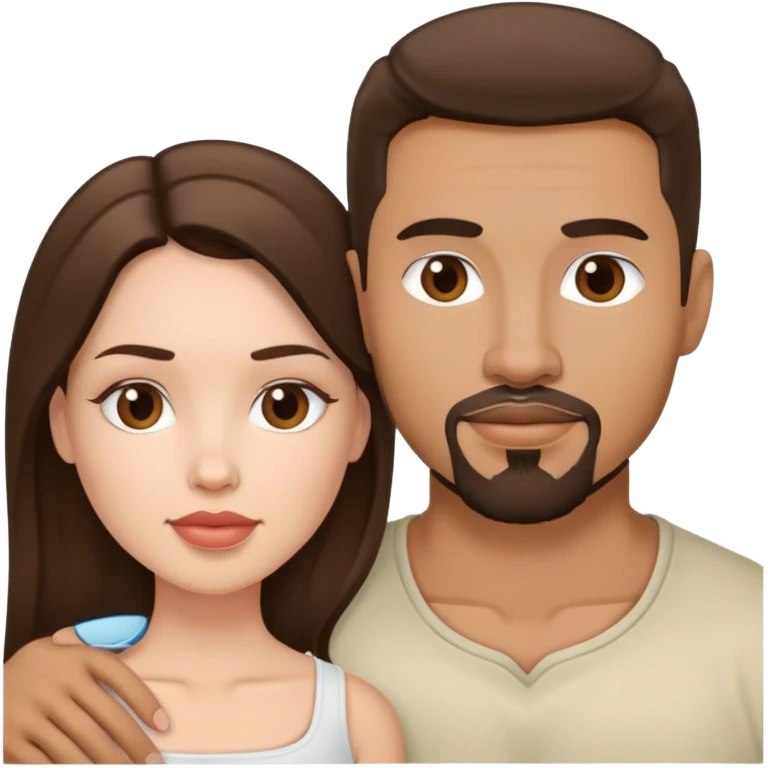 Intimate sfw between white brunette and Latino with goatee lover emoji