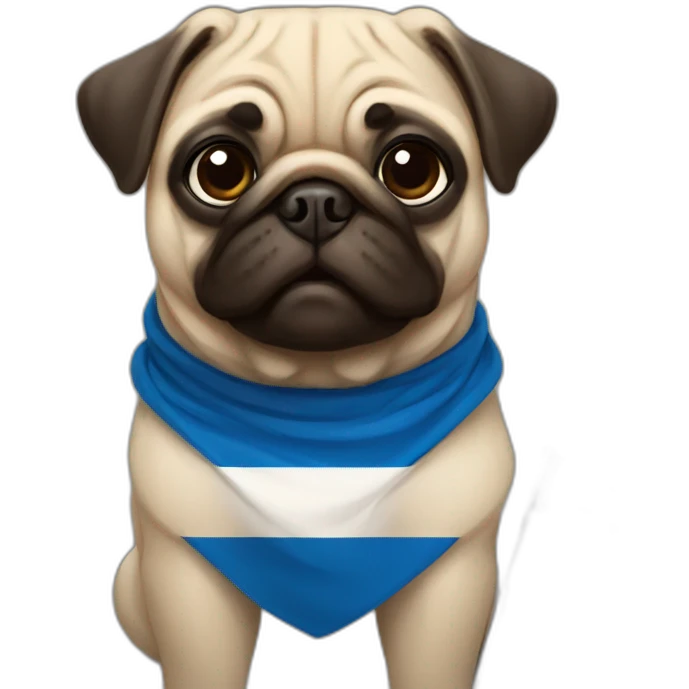 pug holding a big finland flag emoji
