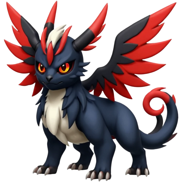Handsome cool badass edgy Absol-Litten-Guilmon-Giratina-Yveltal-Pokémon-Fakémon-fusion-hybrid-creature emoji