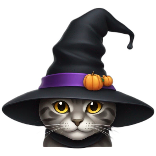 Witch cat black hat emoji