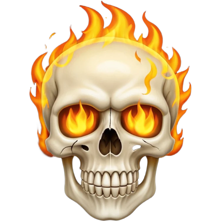 Attitude skull burning on fire emoji