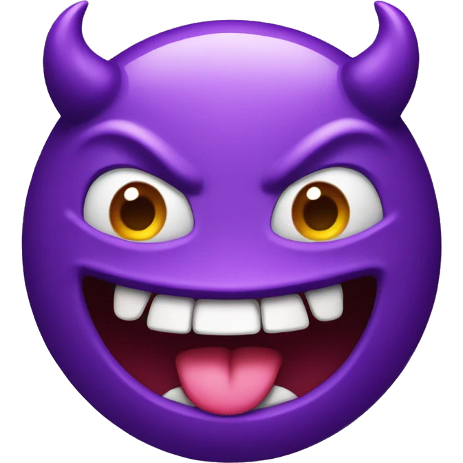 purple devil emoji with tongue out emoji