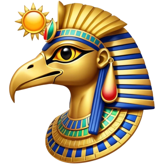 Egyptian sun god Ra with falcon head and sun disk emoji