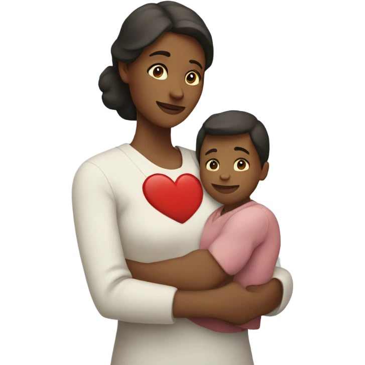 Mother holds her heart in her arm emoji