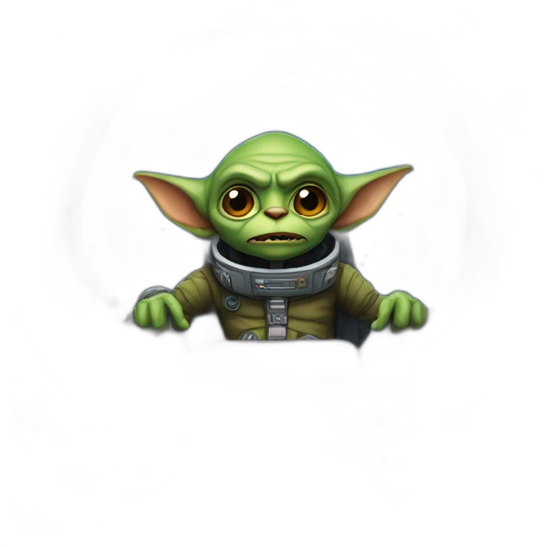 A goblin in a cockpit of a spaceship emoji