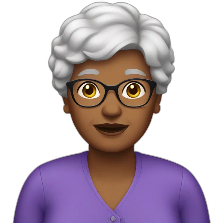 short black hair grandma emoji