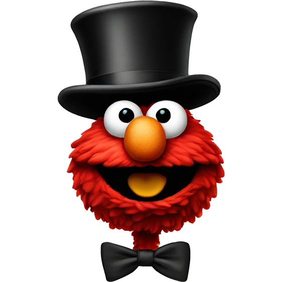 Elmo in a top hat emoji