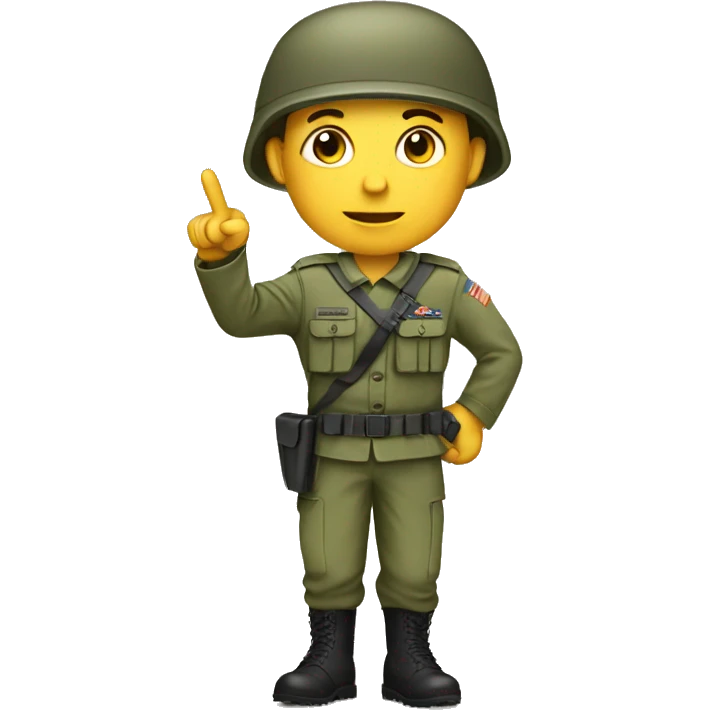army soldier pointing with hand emoji