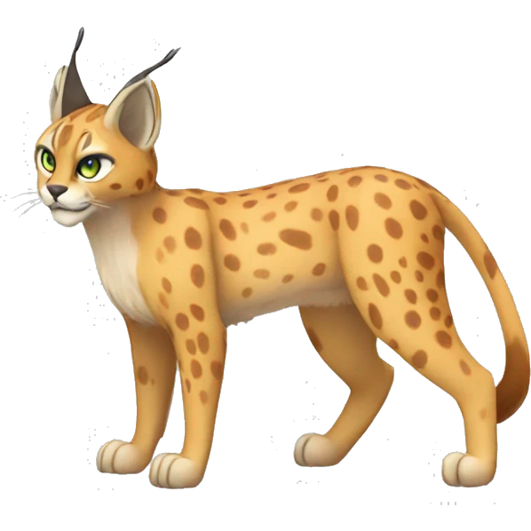 spotted Lynx-Caracal-Fakemon-hybrid with orange points full body emoji