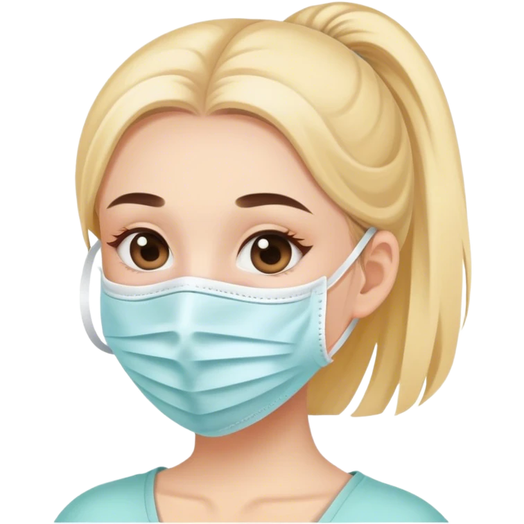 Cute girl with face mask on emoji