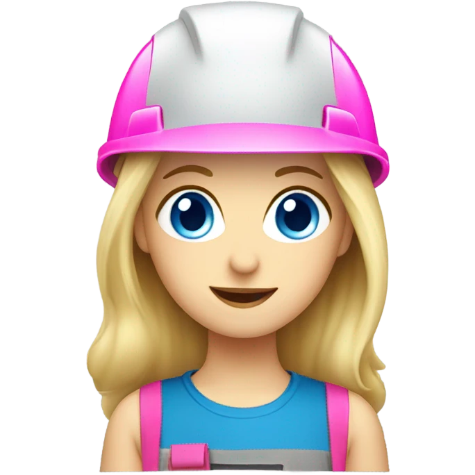 blonde hair blue eyed girl electrician with pink helmet  emoji
