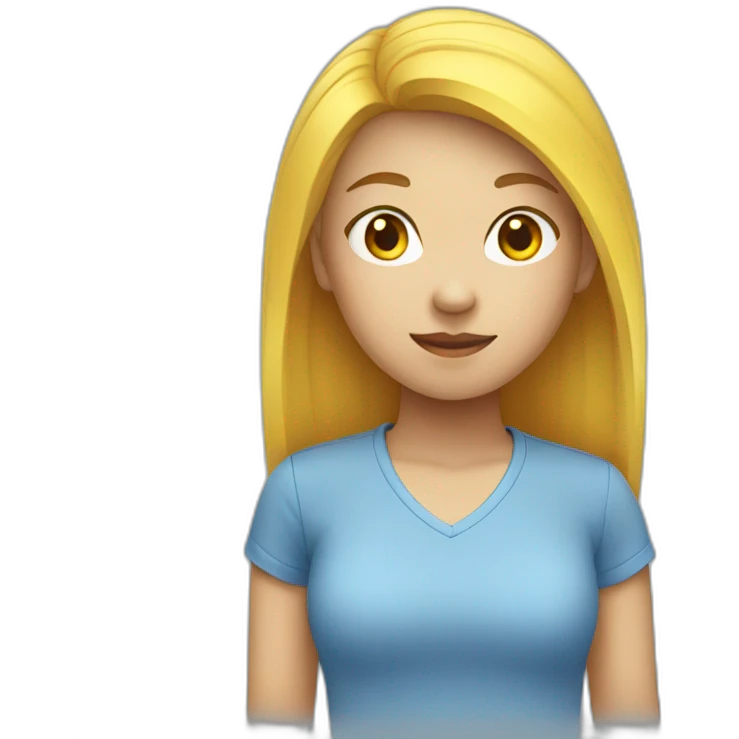 asian girl with yellow hair in a blue shirt emoji