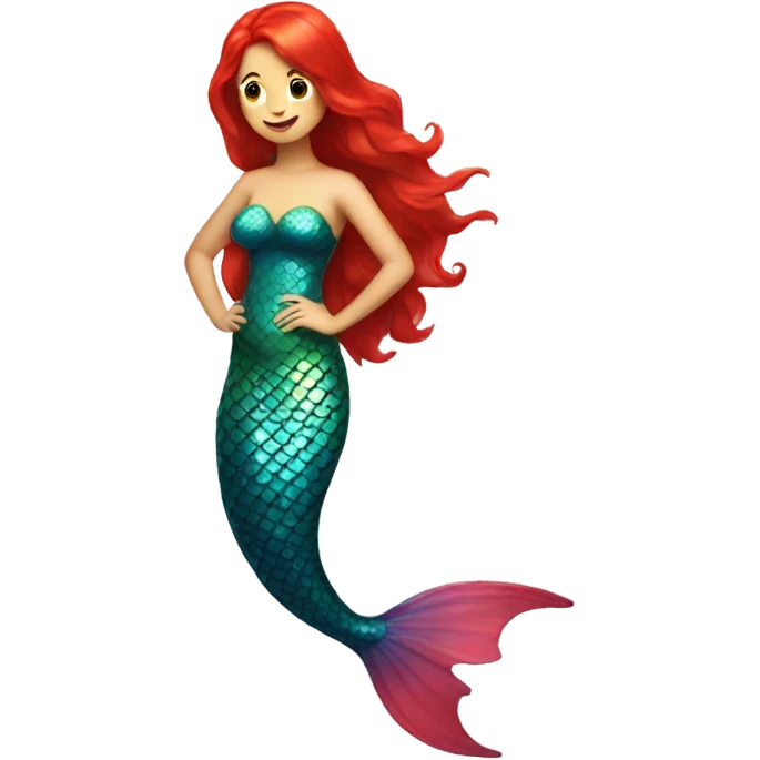 Mermaid with red hair and big fins emoji