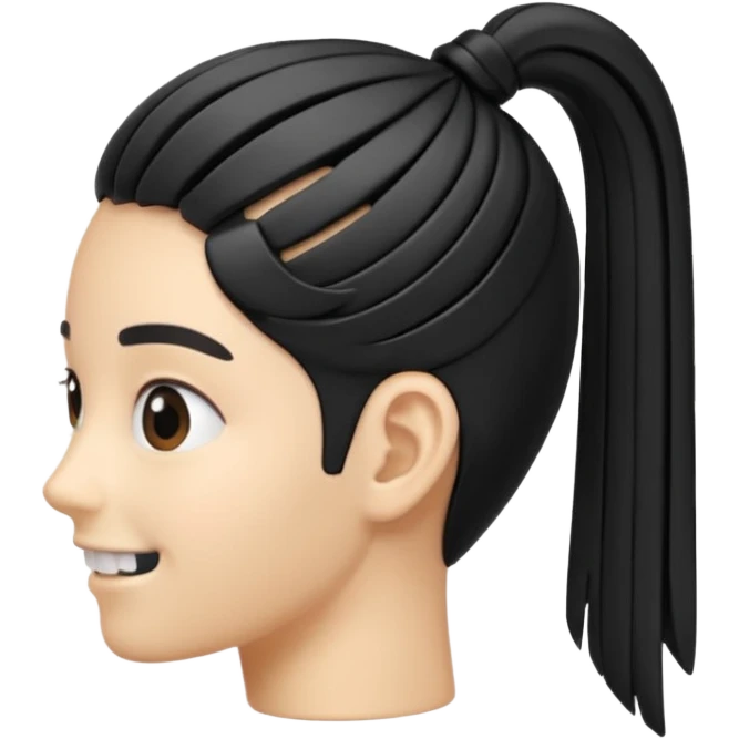a curved hair accessory with teeth on both sides that hinge together, designed to secure hair in a vertical ponytail emoji