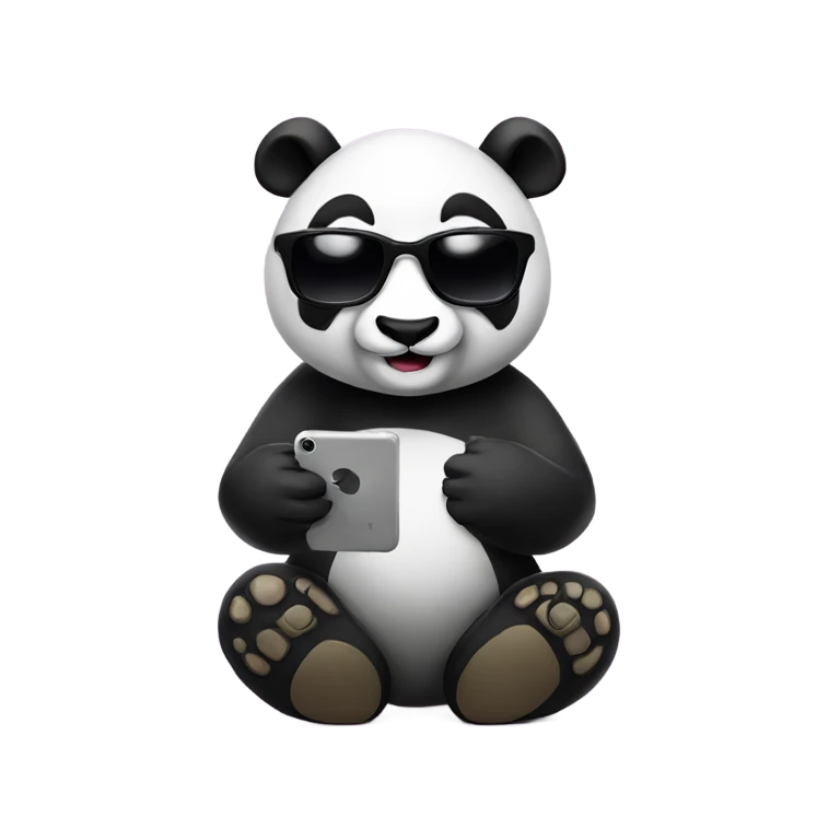 panda with sunglasses watching phone emoji