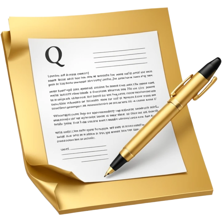 3D Premium contract golden paper signed emoji