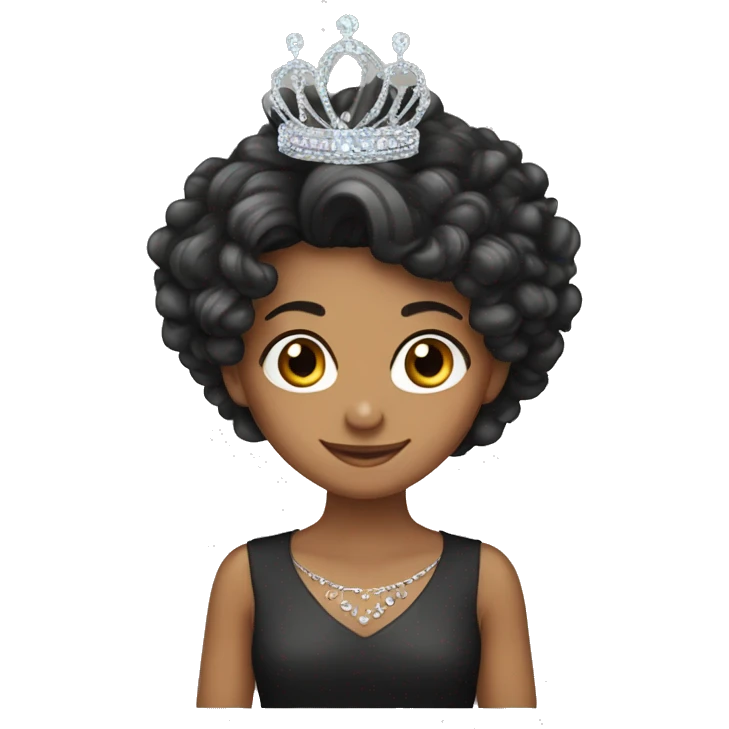 Long curly dark hair birthday tiara light emoji