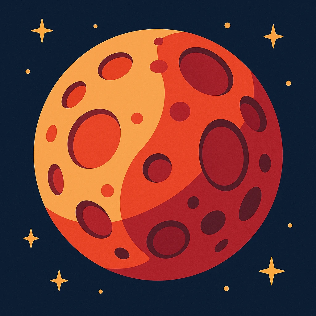 blood moon with smoother craters, two-tone fill: beige and dark red emoji