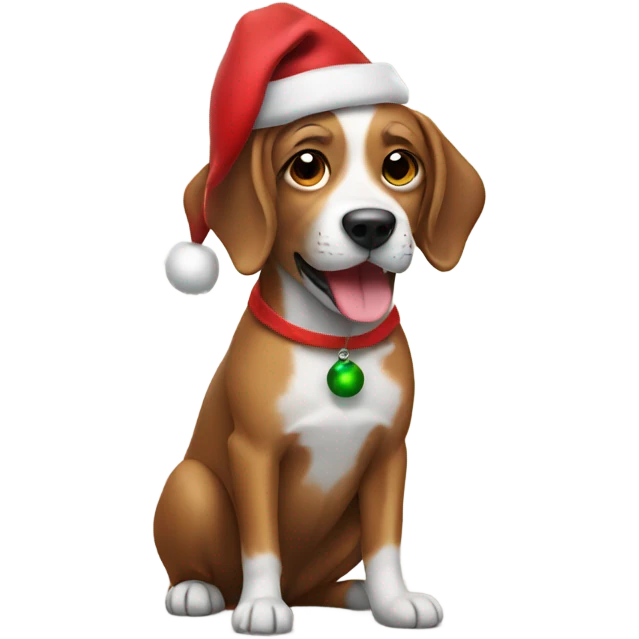 Dog wearing Christmas hat emoji