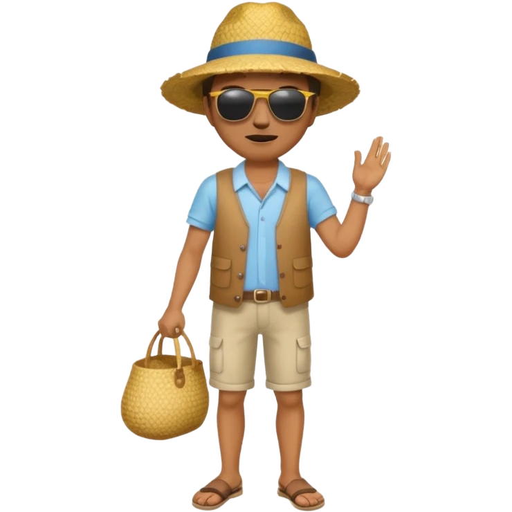 full body man with straw hat emoji