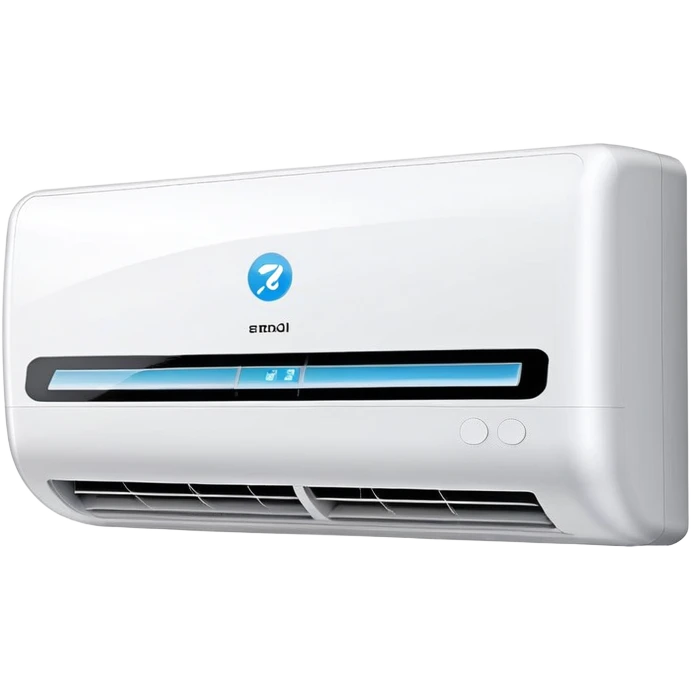 modern wall mounted air conditioner with cool air flowing emoji