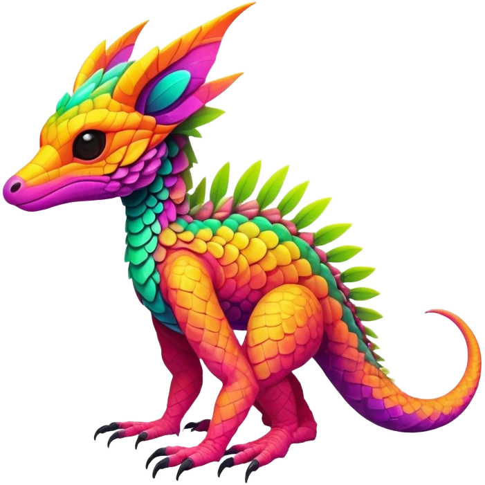 Exotic Tropical futuristic lush warm-colored neon-colored Fakémon-Trico-creature (full body) emoji