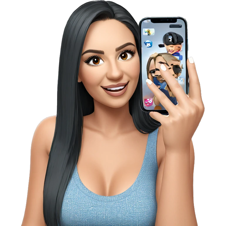 smiling girl with phone indoors emoji