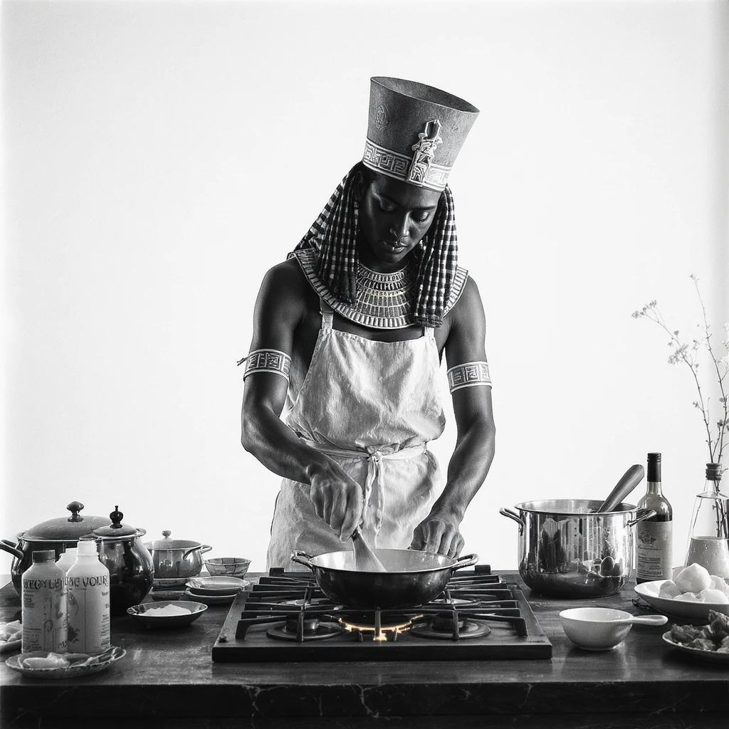 ancient Egyptian cooking scene in hieroglyphic style emoji